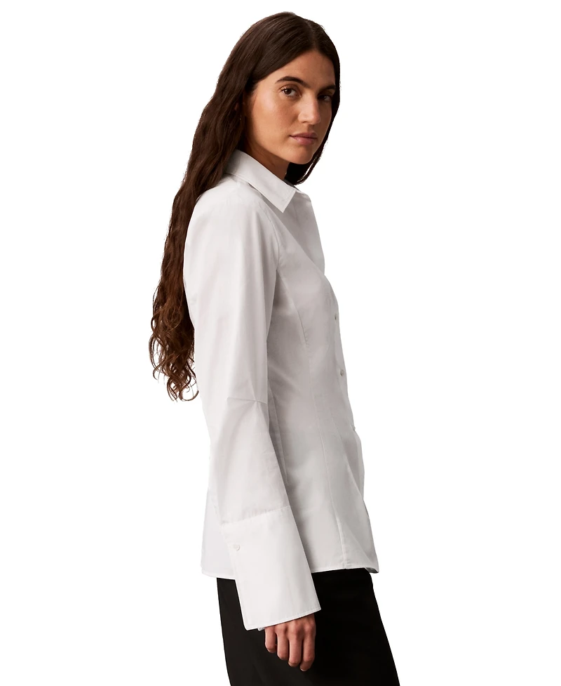 Calvin Klein Women's Collared Neck Long-Sleeve Shirt