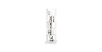 Flynama 5-Tier 360 Degree Rotating Bookshelf Wood Veneer and Acrylic Panel Anti-Tip Base Modern Home Display Storage Rack