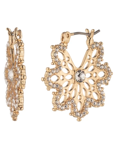 Marchesa Crystal Filigree Gold-Tone Hoop Earrings