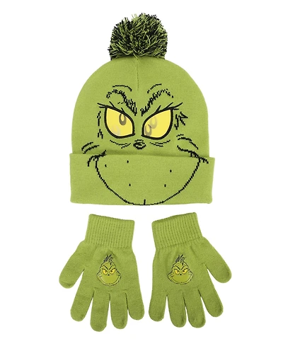 Bioworld Boys' and Girls' The Grinch Hat and Gloves, 2-Piece Set