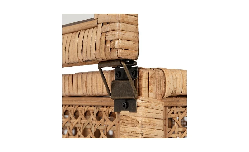Storied Home Woven Rattan and Wood Display Boxes with Glass Lids, Set of 2 12.5 x 6.75 x 4.25 and 15.5 x 9.5 x 6 inches