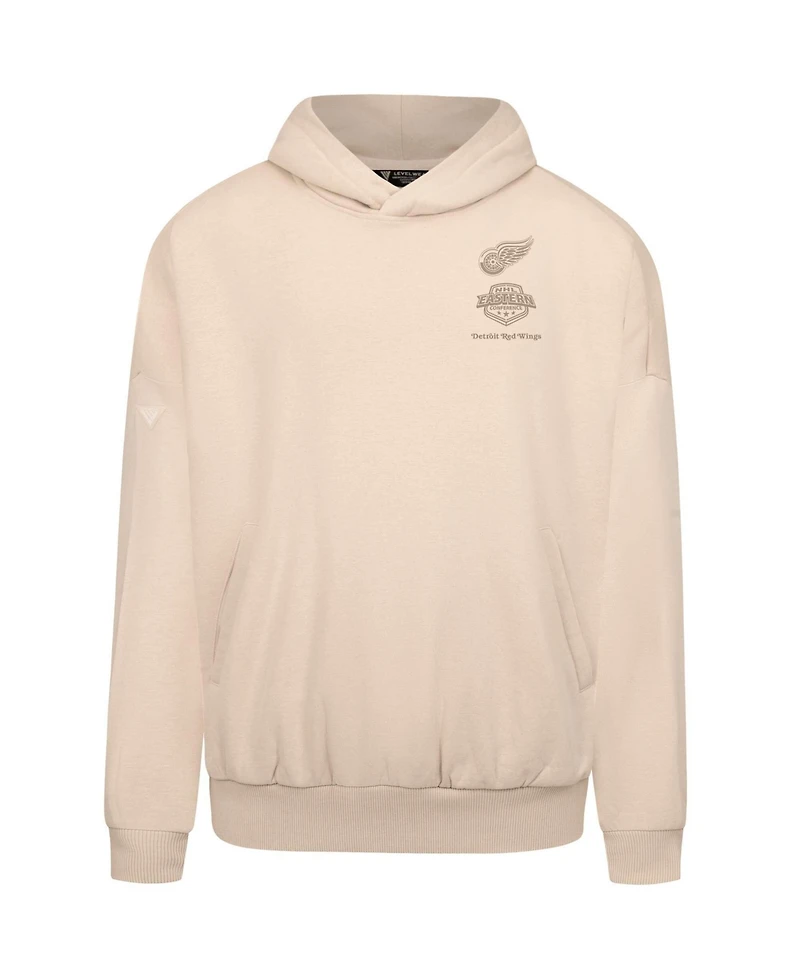 LevelWear Men's Cream Detroit Red Wings Contact Stamp Pullover Hoodie