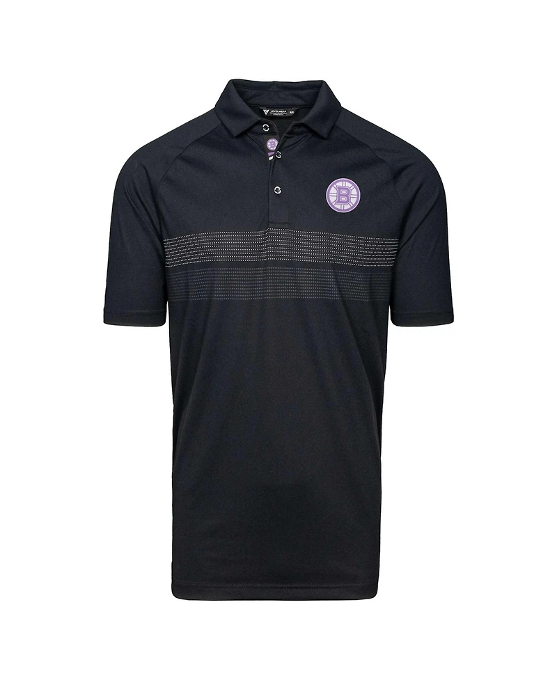 LevelWear Men's Black Boston Bruins Hockey Fights Cancer Draft Day Mason Polo Shirt