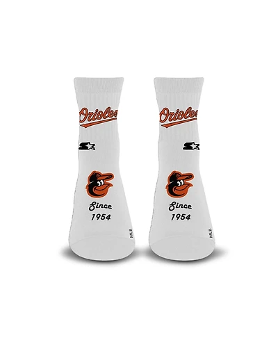Starter Men's and Women's White Baltimore Orioles Established Stencil Quarter Socks