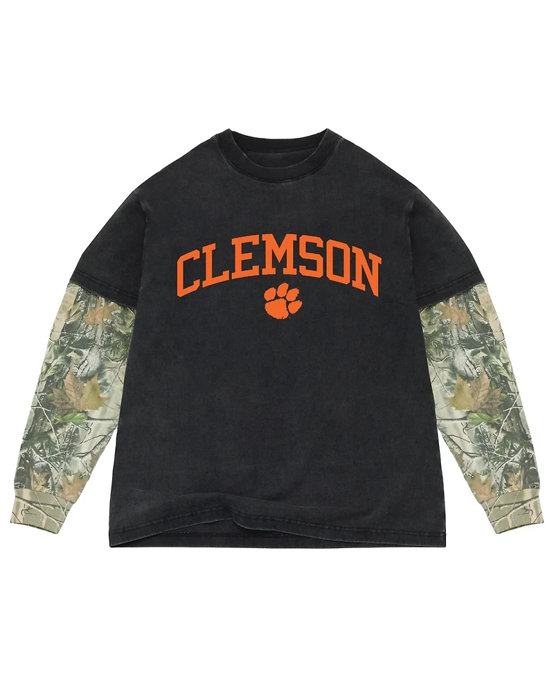 Uscape Apparel Men's Black/Camo Clemson Tigers Back Bay Twofer Heavyweight Long Sleeve T-Shirt