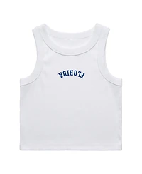Uscape Apparel Women's White Florida Gators Upside Down Embroidery Ribbed Cropped Tank Top