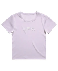 Uscape Apparel Women's Purple Clemson Tigers Upside Down Embroidery Ribbed Cropped T-Shirt