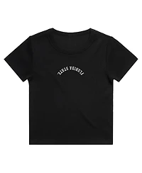 Uscape Apparel Women's Black Florida State Seminoles Upside Down Embroidery Ribbed Cropped T-Shirt