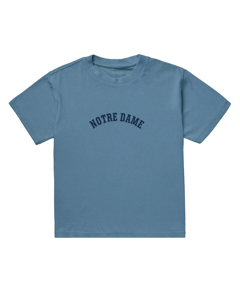 Uscape Apparel Men's Light Blue Notre Dame Fighting Irish Upside Down Embroidered Vintage Heavyweight T-Shirt
