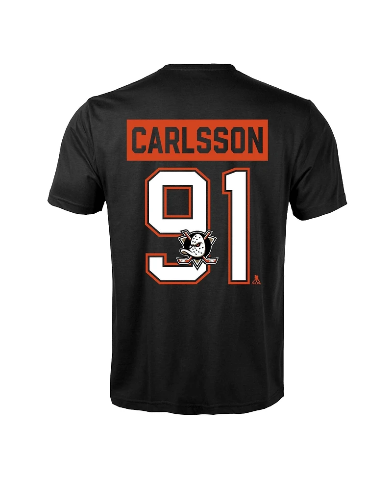 LevelWear Men's Leo Carlsson Black Anaheim Ducks Richmond Name & Number T-Shirt