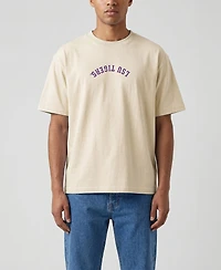 Uscape Apparel Men's Cream Lsu Tigers Upside Down Embroidered Vintage Heavyweight T-Shirt