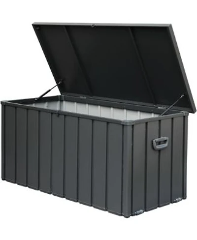 Viyet 100 Gallon Waterproof Outdoor Deck Box Heavy Duty Steel Patio Storage Bin