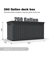 Viyet 260-Gallon Xxl Outdoor Deck Box