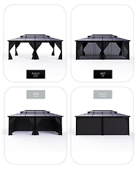 homfan 12 x 20 Ft Hardtop Gazebo with Double Roof and Aluminum Alloy Frame and Pc Panels for Patio, Deck, Backyard, Lawn, and Garden