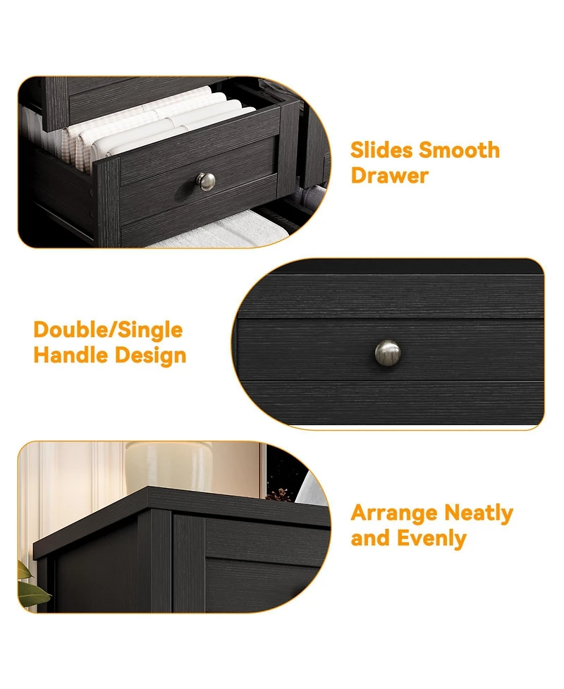 homfan Modern 12-Drawer Sturdy Wood Dresser for Bedroom, 63" Wide Chest of Drawers and Tv Stand, Deep Storage Cabinet, Ideal for Living Room, Hallway