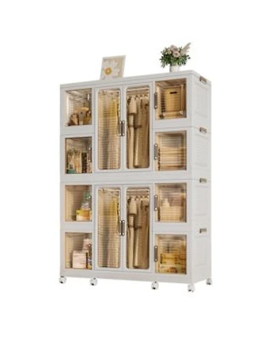 Viyet 12 Cube Portable Baby Wardrobe Foldable Storage Cabinet with Hanging Rods