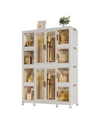 Viyet 12 Cube Portable Baby Wardrobe Foldable Storage Cabinet with Hanging Rods