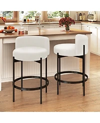 Slickblue Upholstered Boucle Counter Stools Set of with Comfortable Curved Back
