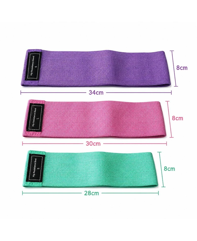 Fed Fitness 3-Pack Fabric Resistance Bands, 3 Levels for Legs and Glutes, Lightweight Home Gym Gear