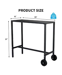 homfan 39-Inch Bar Height Pub Table with Steel Frame for Kitchen Dining Room Patio