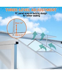 homfan 8W x 12D x 6.5H feet Aluminum Frame Polycarbonate Sun Room with Single Door, Outdoor Patio Greenhouse for Backyard Garden Deck