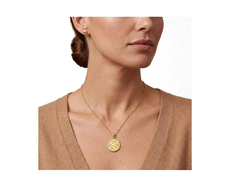 Rachel Glauber 14K Gold Plated Sparkling Cz Crescent Pendant Necklace