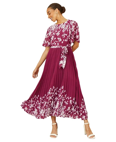 Yumi Women's Short Sleeve Pleated Midi Dress