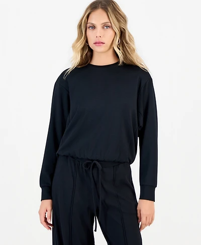 I.n.c. International Concepts Petite Crewneck Bubble-Hem Top, Macy's Exclusive
