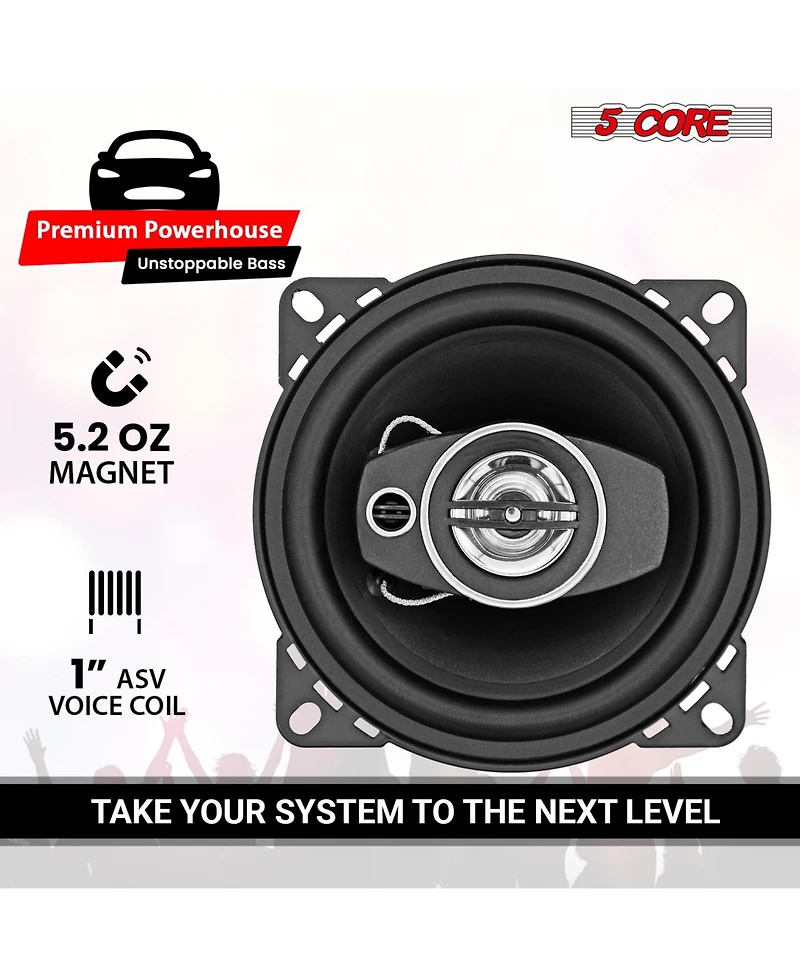 5 Core Coaxial Door Car Speakers 4" Pair 250W 4Ohm 2 Way Component Subwoofer Audio With Super Tweeter