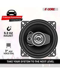 5 Core Coaxial Door Car Speakers 4" Pair 250W 4Ohm 2 Way Component Subwoofer Audio With Super Tweeter