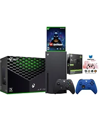 Xbox Series X 1TB Disc Console with Lego Batman, Extra Controller, Battery Pack and MightySkins Code Bundle - Shock Blue