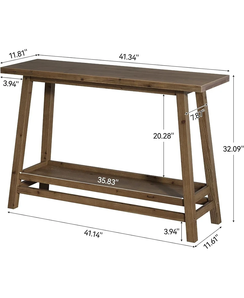 Tribesigns 41.3" Farmhouse Console Table, Solid Wood Entryway Table with Storage Shelf