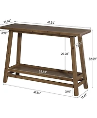 Tribesigns 41.3" Farmhouse Console Table, Solid Wood Entryway Table with Storage Shelf