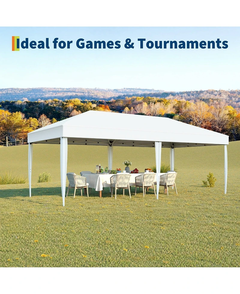 Homfan Oxford Fabric Cantilevered Folding Shelter with Eaves, Outdoor Pop-Up Camping Canopy for Patio Beach Backyard