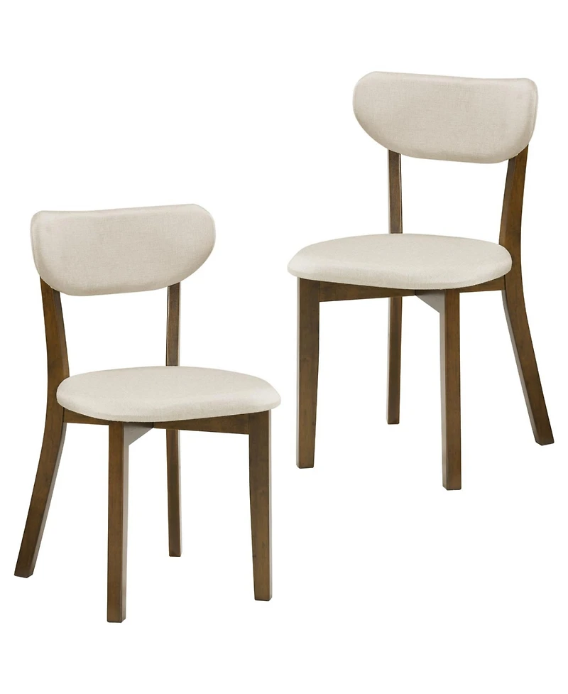 Slickblue Mid-Back Dining Chair Set of 2 with Upholstered Seat and Wood Frame