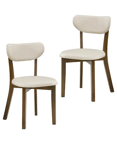 Slickblue Mid-Back Dining Chair Set of 2 with Upholstered Seat and Wood Frame