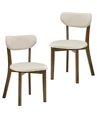 Slickblue Mid-Back Dining Chair Set of 2 with Upholstered Seat and Wood Frame
