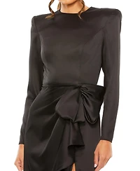 Mac Duggal Women's Long Sleeve Structured Bow Draped Gown