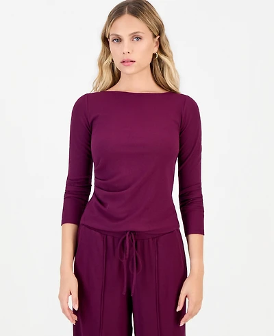 I.n.c. International Concepts Petite Rib-Knit Asymmetric Top, Macy's Exclusive