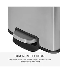 1.3 Gal./5 Liter Rectangular Stainless Steel Step-on Trash Can for Bathroom and Office