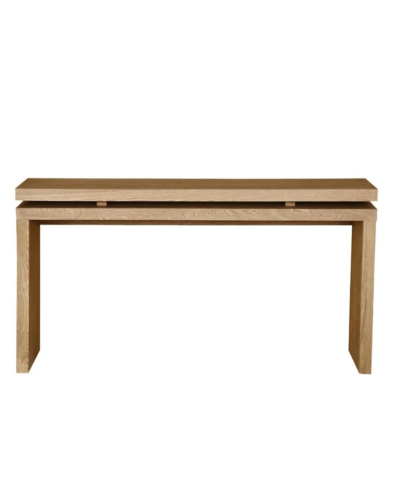 Rainsken 60" Antique Farmhouse Console Table, with Double Board Suspension Design, Solid Wood Sofa for Hallway Living Room
