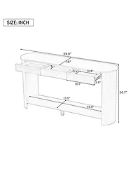 Rainsken Farmhouse Console Table, with 3 Top Drawers and Bottom Shelf, Semi-Circular Design, for Living Room Hallway Foyer Corridor