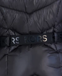 Michael Kors Girls' 5-16 Mk Logo Belted Stadium Length Long-Sleeve Jacket