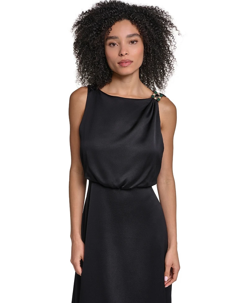 Karl Lagerfeld Paris Women's Satin Sleeveless Midi Dress