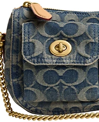 Coach Originals Waverly Signature Denim Twin Turn-Lock Small Shoulder Handbag