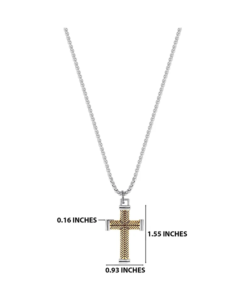 Lucky Brand Stainless Steel (316L) Two Tone Cross Necklace