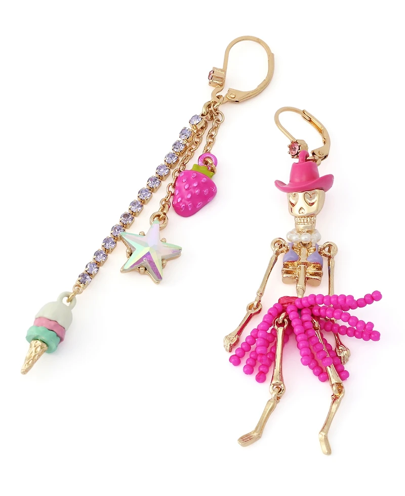 Betsey Johnson Faux-Stone Spooky Cowgirl Skeleton Earrings