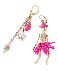 Betsey Johnson Faux-Stone Spooky Cowgirl Skeleton Earrings