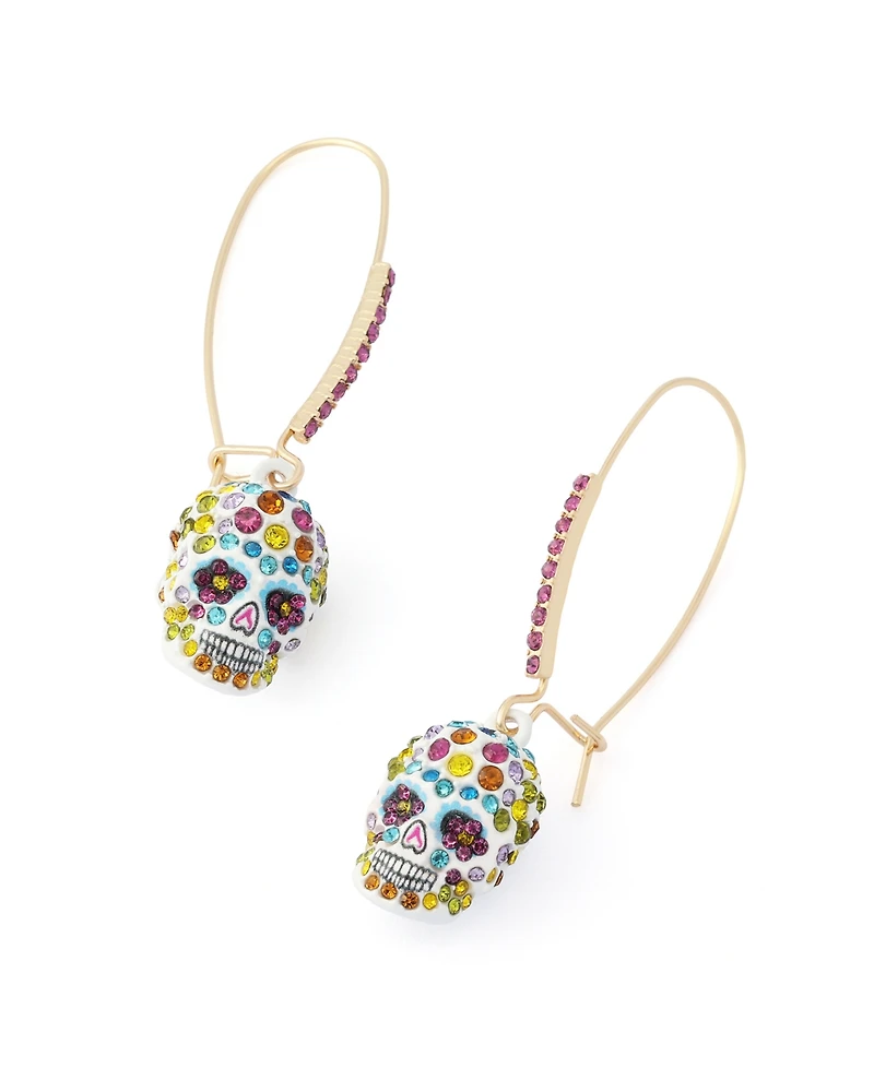 Betsey Johnson Faux-Stone Sugar Skull Dangle Earrings