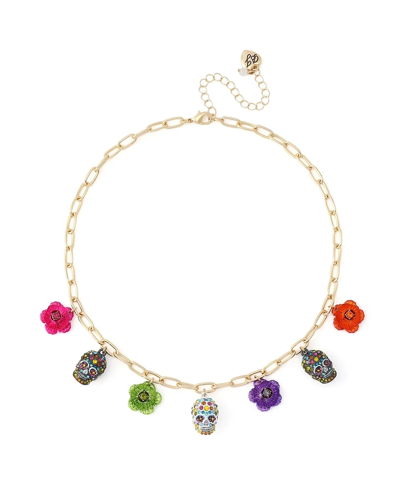 Betsey Johnson Faux-Stone Sugar Skull Bib Necklace